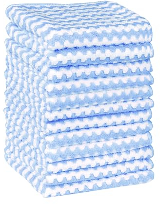 Uxcell Microfiber Cleaning Cloth, 12 Pack Highly Absorbent Lint Free Rags Reusable and Washable Cleaning Towels Blue 30cm x 30cm
