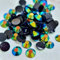 MajorCrafts 3000pcs 3mm ss12 Jelly AB Flat Back Round 14 Facets Resin Rhinestones Arts and Crafts Embellishment Gems (Black Green AB C70)