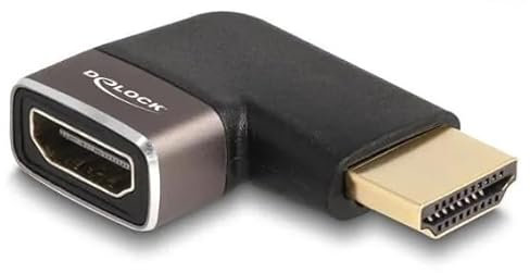 DeLOCK HDMI Adapter Stecker zu Buchse 90° Links gewinkelt 8K 60 Hz grau Metall