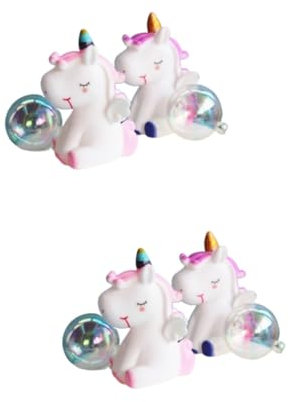 MAGICLULU 4pcs Unique Unicorn Cake Topper Birthday Cake Decorations Unicorn Birthday Ornament Party Decorations Toppers for