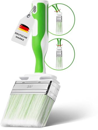 ORGAFLIX Lasur-Flächenstreicher 100mm Premium - Kein Borstenverlust - Borstenpinsel für alle Lasuren inkl. 2K Ergo Griff mit innovativer Winkelfunktion - Malerpinsel Lasurpinsel