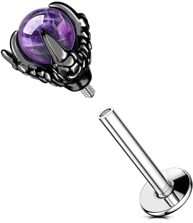 OUFER Body Piercing Internally 6/8/10/12mm Labret Piercing 16G Helix Tragus Conch Earring Stud 316L Stainless Lip Piercing Bar Jewellery Lippenpiercing Stud