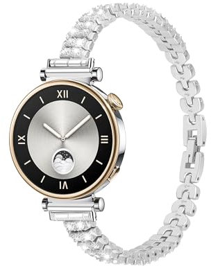 AsohsEN GT4 - Correas de repuesto de 41 mm, correa de metal delgada de 18 mm, compatible con Huawei GT4 de 41 mm, correa ajustable para reloj inteligente GT4 de 41 mm, para mujeres y hombres (plata)