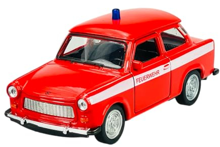 Welly Trabant Trabbi 601 Limousine Rot Feuerwehr Ca 1/34-1/39 Metal Modell Auto Die Cast Neu im Kasten