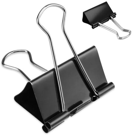 10PCS Binder Clips Black Metal Foldback Clamps Document Paper 51mm Clip for Office Home Supplies Money Notes Writing Paper Organizer Tool