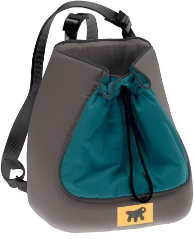 Ferplast Trasportino Gatto TRIP, Zaino per cani, Zaino per Gatti, Trasportino per Cani, Cinghie Regolabili, Chiusura con Cordino, Lavabile, fino a 5 Kg, 28 x 18 x h 29 cm, Ottanio