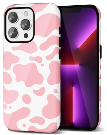 Svanove Cow Print Phone Case for iPhone 13 Pro Case Girly Trendy Pattern, Retro Cool Animal Print, Luxury Cute Case for Women Girl, Glossy Aesthetic Y2k Hard Shell Plastic Slim Cover, Pink