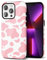Svanove Cow Print Phone Case for iPhone 13 Pro Case Girly Trendy Pattern, Retro Cool Animal Print, Luxury Cute Case for Women Girl, Glossy Aesthetic Y2k Hard Shell Plastic Slim Cover, Pink