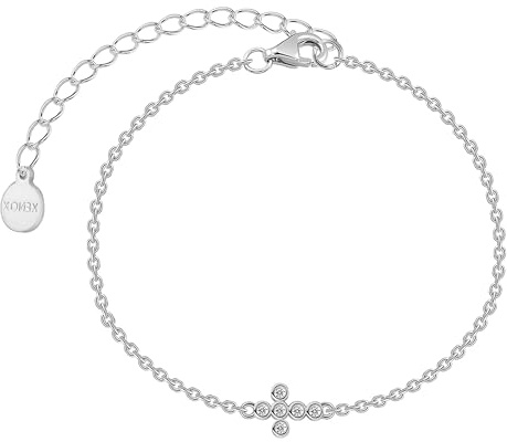 XENOX® Kreuz Armband - Damen Armband aus hochwertigem 925/- Sterlingsilber mit Kreuz-Anhänger und Zirkonia Steinen | XS10044