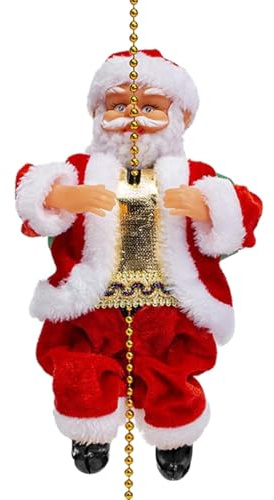 Kletternder Weihnachtsmann Deko - 9 Zoll elektrisch kletternder Weihnachtsmann, elektrisch singende Weihnachtsmannpuppen | Kletterseil mit Musik als Weihnachts- und Geburtstagsgeschenk