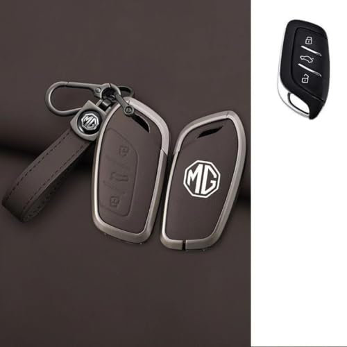 DDHHBH Schlüssel Hülle für MG Pilot,Legierung Schütz Autoschlüssel Hülle Abdeckung Kratzfest Schlüsselbox Auto Emblem Leder Autoschlüsselanhänger Auto Gadgets Aubehör,A-1