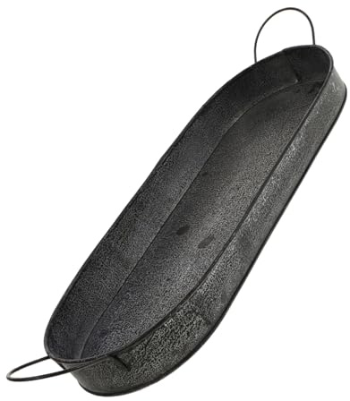 ABOOFAN Vintage Oval Metal Serving Platter Handles Large Rustic Iron Tray Farmhouse Decorative Centerpiece Tray for Kitchen Table and Food Display