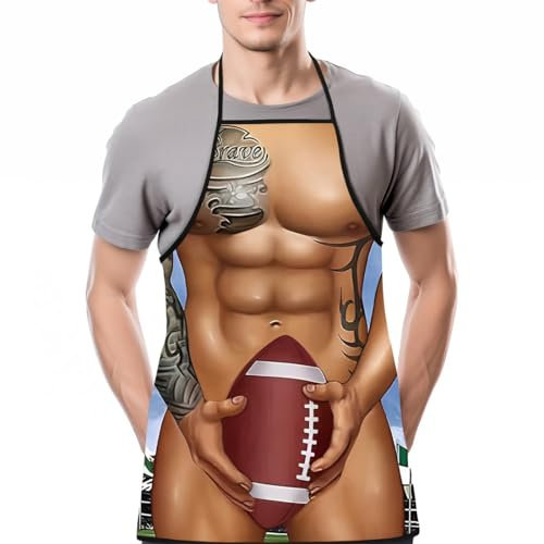 KUMSODE Lustige Kochschürze Herren Neuheit Grillschürze Muskel Kochschürzen Verstellbar Wasserdicht Küchenschürze für Weihnachten BBQ Party Erwachsene Küchenschürze Latzschürze Grillschürze