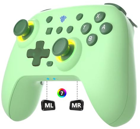 SZYUYU Switch Controller for Nintendo Switch,Switch Pro Controller for Switch/OLED/Lite/PC with 7 Colors LED Light/3-level TURBO Adjustable,4-Speed Dual Vibration,Support Wake Up and Gyro Axis Motion
