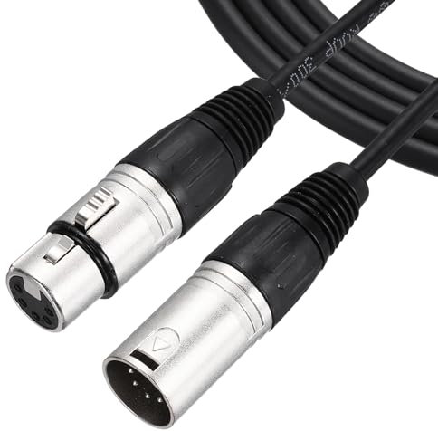 sourcing map 2Pcs 3ft 5 Pin XLR Cable XLR Male to Female Adapter Microphone Cable for Stage Studio Cable
