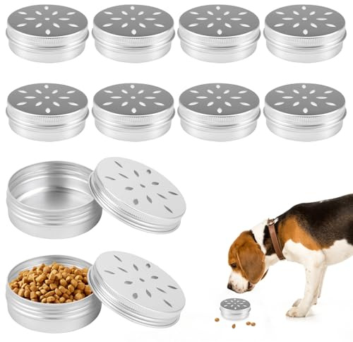 RUNEAY Hundetraining Zubehör Geruchstrainingskoffer für Hunde Runde Metalldosen mit Belüftungslöchern Aluminium Hundeduft Dosen Agility-Trainingsgeräte für Schnüffelhunde und Geruchsspiele 10 Stück