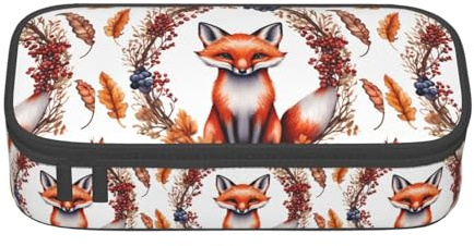 Bkdogkt Federmäppchen mit Cartoon-Fuchs-Motiv, 21,6 x 5,1 x 9,4 cm, großes Fassungsvermögen, funktionale Aufbewahrung für Büro und Reisen
