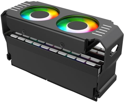 Rersduyt PC Case RAM Memory Module ARGB Cooler DDR3 to DDR5 5V 3Pin PWM 4Pin Light Sync 120mm Dual Fans Cooling Radiator Black
