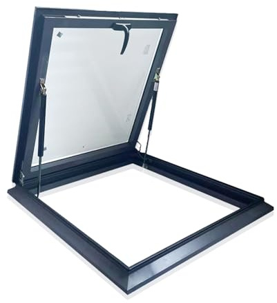 Lucernario da tetto, copertura per lucernario in vetro temperato, telaio in lega di alluminio e asta idraulica, finestra da tetto di uscita con vetro temperato a doppio strato, per tetto (58 * 78cm)