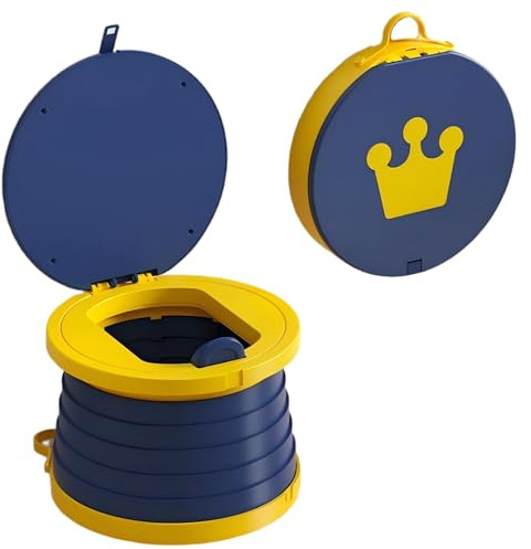 Toilettes Pliantes Portables pour Enfants, Pot de Toilette pour Bébés et Enfants pour 1-3 Ans, Pot de Voiture Portable, Voyage Extérieur Camping Trainer WC(Bleu) (Blue)