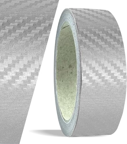 siviwonder Zierstreifen Folie carbon Optik silber 40mm 10 m Pinstripe Tape selbstklebend Dekorstreifen Auto Motorrad Boot Modellbau Konturmarkierung felgenrand aufkleber seitenstreifen zierband DIY