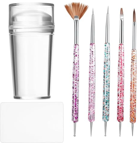 French Tip Stamp Nail Stamp Silicone Nail Stamper Clear French Nail Stamp Nail Stamper French Tip with Nail Scraper Nail Art Brushes for Home Manicure Diy Nail Art Salon