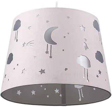 Relaxdays Hängelampe Kinderzimmer, Abendhimmel, HxD: 130 x 27 cm, rosa | Pendellampe für Mädchen & Junge, Kinderlampe