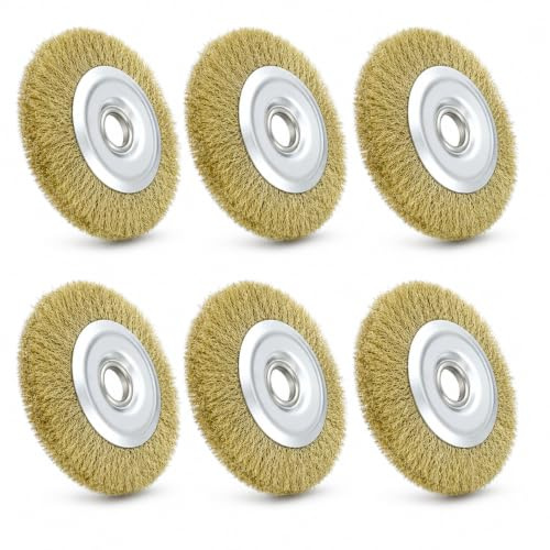 6 Pcs Cleaner Wire Brush for Patio Ryobi RAC814 Replacement Steel Wire Wheel Brush with 16mm Arbor Hole for RY18PCA-0 OPC1800 OPC1815 EFB 400/401 Rust and Debris Removal 115mm x 16mm x 10mm