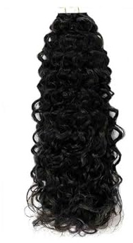 Frauen Deep Wave Curly Tape in Haarverlängerungen Brasilianisches Echthaar-Klebeband for 16-24 Zoll Haarverlängerungen Tape-Ins
