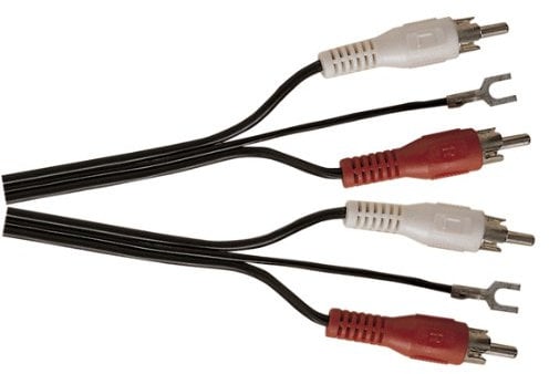 Black Figure 8 Screened 2x Phono Plugs to 2x Phono Plugs Plus Earth Lead