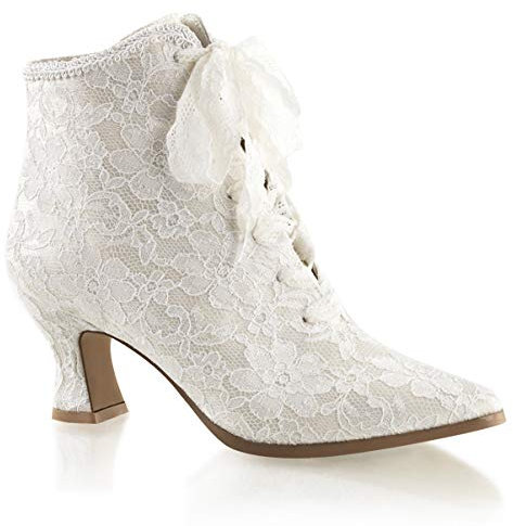 Fabulicious Victorian-30, Stivali Donna, Pizzo Avorio Satinato, 40 EU