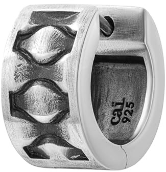 cai Herren Single Ohrring 925/- Sterling Silber 1,53cm oxidiert ohne Stein Silbergrau 132210501