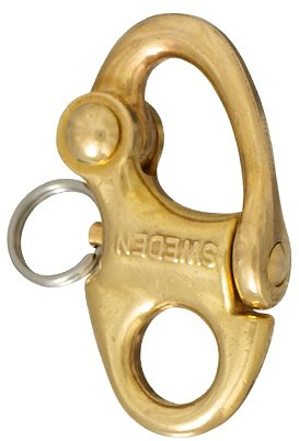 Yacht Steel Schweden Schnappschäkel mit festem Auge 40mm Messing/Bronze ohne Ring