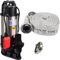 Agora-Tec® AT- Baupumpe-550W Tauchpumpe für Schmutzwasser, Abwasser, für Fäkalien und organische Feststoffe mit Schwimmerschalter und max: 1,1 bar und max: 14500l/h inklusive C - STORZ Kupplung und (C-Schlauch: 15 Meter)