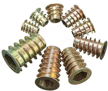 Veda M6 X 15mm WOOD INSERT NUTS FURNITURE FIXING HEX DRIVE SCREWS METRIC THREAD TYPE D