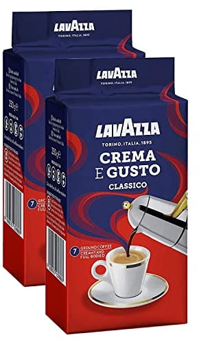 Lavazza Crema e Gusto Classico Ground Coffee | 7/10 Intensity | 250g (Pack of 2) - Arabica and Robusta Blend