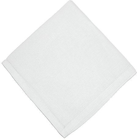 CTM Taschentuch für Hochzeit oder Taufe aus Leinen mit Hohlsaum, weiß, One size