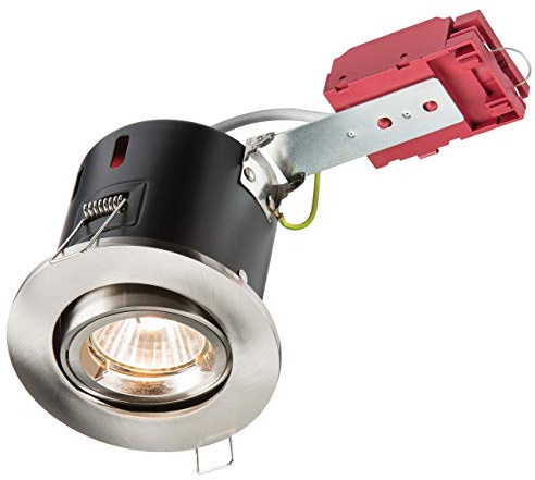Knightsbridge Tilt GU10 230V 50W IC Fire Rated Downlight-Gimbal-Brushed/Chrome, Metal VFRSGICCBR
