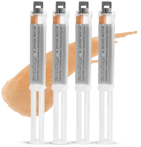 Dermaflage 4 Pack Scar Filler Applicator for scar removal - Bronze Medium | Silicone Scar Filler Refill for Recessed Scars, Wrinkles & Deep Pockmarks, Waterproof Skin-Like Finish, Up to 30 Applications