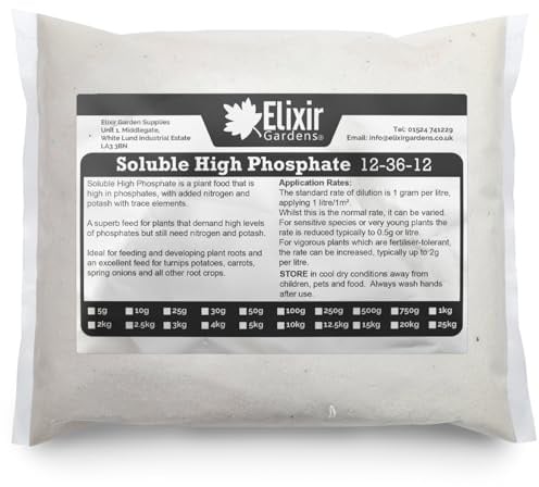 Elixir Gardens High Phosphate Soluble Plant Food 1kg Bag | NPK 12-36-12+TE 1kg Bag Makes 1000L of liquid feed