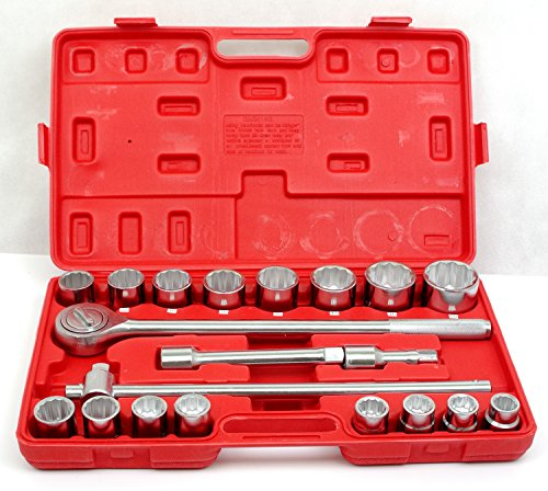 'Coffret de clés à cliquet 3/4 21 pièces 19–50 mm 12 Pans beaucoup à dents Noyer 58253