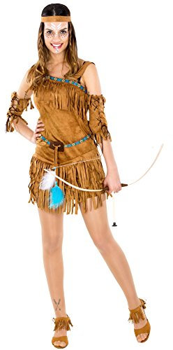 tectake Damenkostüm sexy Indianerin | Kleid + wundervolles Haarband und Oberarmstulpen (L | Nr. 300551)