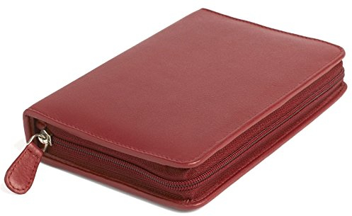 OMEO leer für 60 Globuli Gläser (bis 1,5g) feines Rindleder rot