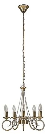 Lindby Kronleuchter Marnia (Retro, Vintage Antik) in Bronze aus Metall (5 flammig E14) - Pendelleuchte Hängelampe Lüster Lampe Deckenleuchte Deckenlampe Wohnzimmerleuchte