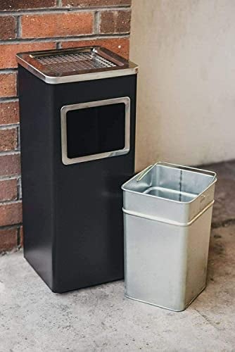 Curvaso HQ PREMIUM METAL STANDING ASHTRAY CIGARETTE RESTAURANT GARDEN PUB CLUB BIN OUTDOOR INDOOR STAINLESS STEEL (BLACK SQUARE)