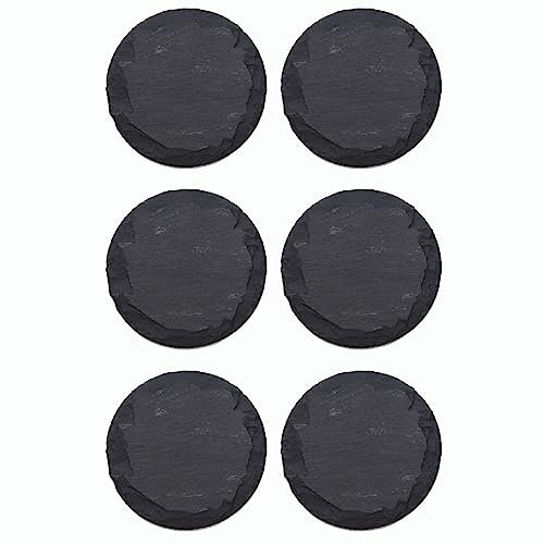 Novaliv 6x Schieferplatten I rund I 25x0,5 cm I Sushi Servierplatten Untersetzer Käseplatte Tischplatz Schiefer Geschirr Platte schwarz