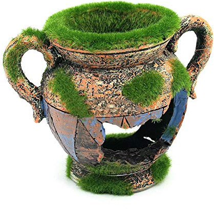 Vektenxi Aquarium Aquarium Landschaftsbau Garnelen versteckt Höhle Moos Vase Harz Ornament Dekor ungiftig Größe 11 cm * 6,5 cm * 9 cm grün langlebig und praktisch