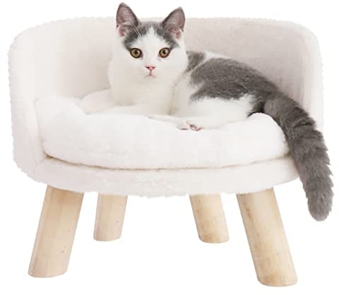 BingoPaw Fauteuil pour Chat, Panier Chat Moelleux Canapé Chien Petite Taille avec Coussin Anti Stress Lit sur Pied pour Chats Chaton Chiens