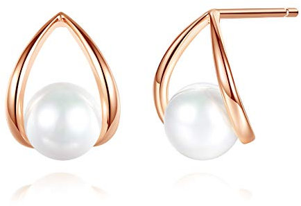 VIKI LYNN Damen Perlenohrringe mit 925 Sterling Silber und 6mm Süßwasserperlen Ohrstecker Schmuck Geschenke für Damen