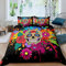 Gothic Watercolor Tie Dye Comforter Cover Kid Colorful Sugar Skull Bedding Set Rose Flower Duvet Cover For Child Youth Girly Decorations 3 Pcs With 2 Pillow Cases Soft Comfortable Double Size
